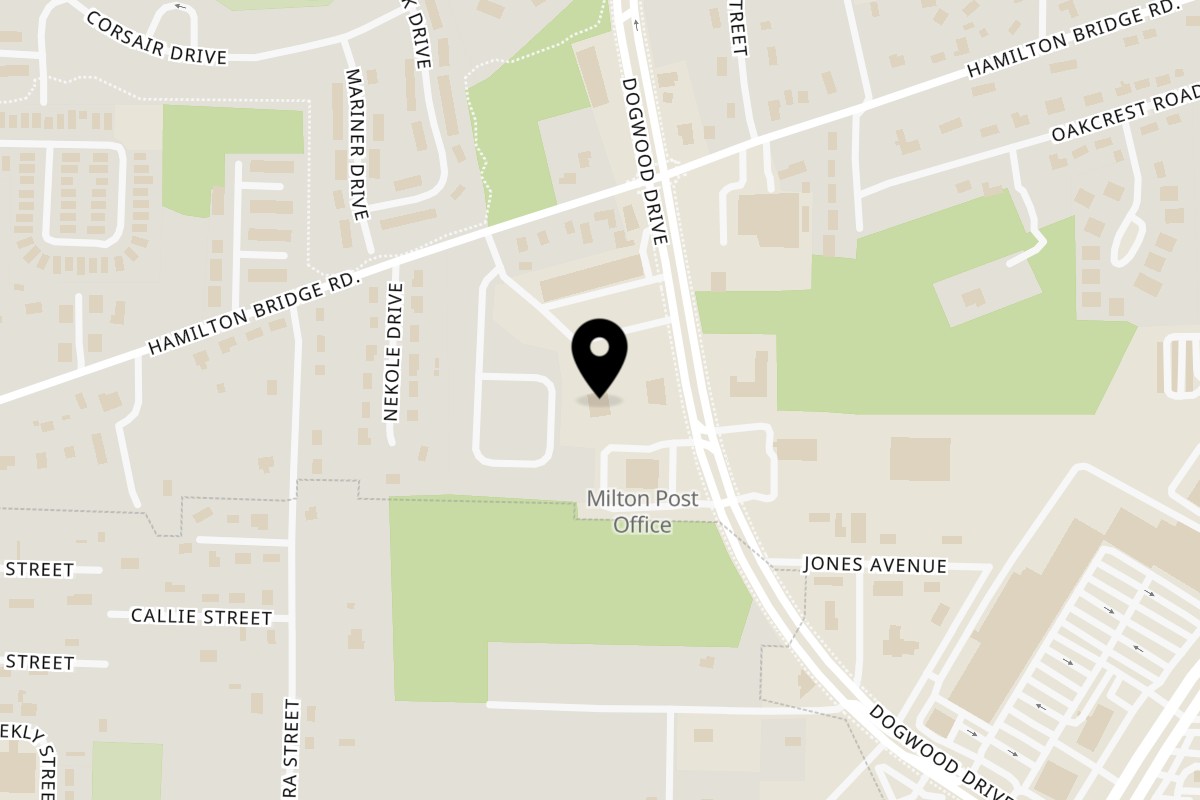 Map showing the location of David's Catfish House on 5129 Dogwood Dr in Milton